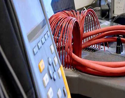 a electrical calibration device alongside a set of red and black electrical wires