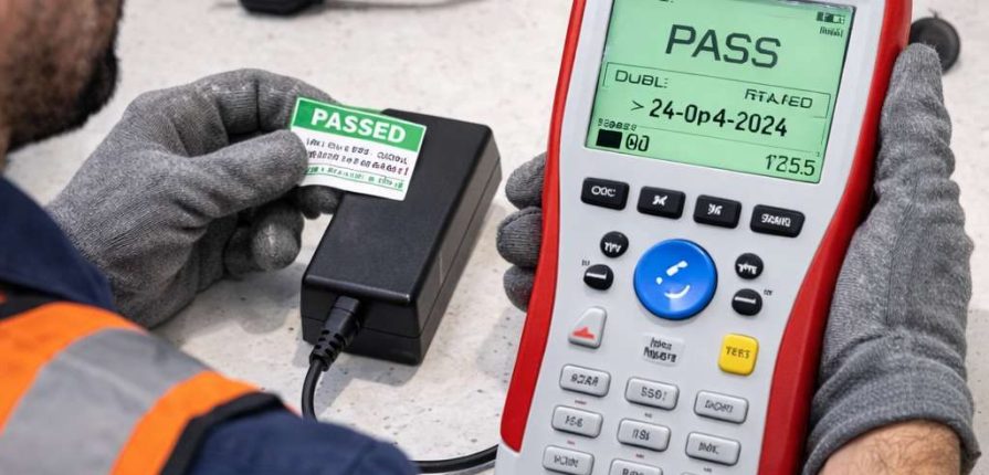 PAT tester labeling appliances after inspection